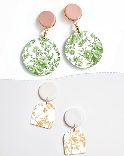 Puocaon Flower Clay Transfer Paper - 20 Pcs Traditional Chinoiserie Art Design Transfer Sheets for Polymer Clay Colorful Floral Earrings Design Jewelry Making - color: flower and moth