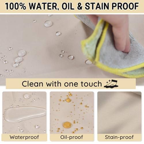 Chef Apron for Men and Women Wash Free Bib Apron with 2 Pockets Water & Oil Proof Adjustable Aprons - color: Khaki
