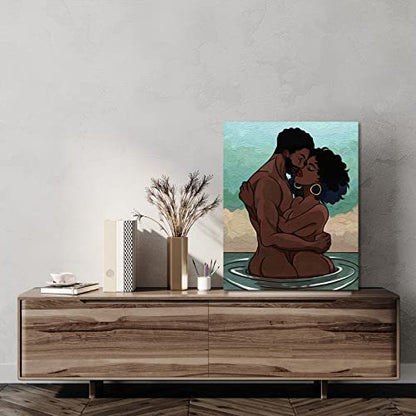 Nuberlic Canvas Painting Kit Pre Drawn Canvas for Painting for Adults Couples Paint and Sip Party Supplies Love Theme Couple DIY Date Night Activities Valentines Gift Pack of 1, 8x10 inch