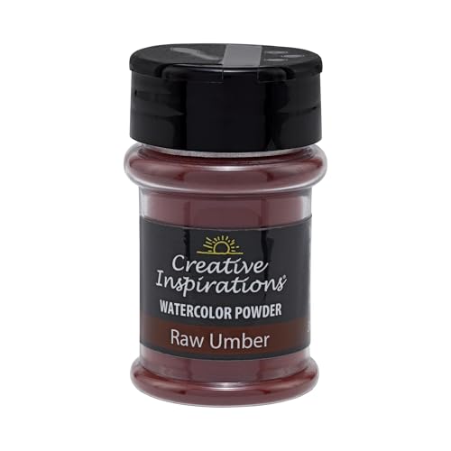 Creative Inspirations Powder Watercolor Paint - 38g Shaker Bottle, Raw Umber - Dye-Based Water-Soluble Crystalline Pigments - Non-Toxic, Perfect for Abstract and Spontaneous Effects - color: Raw Umber, style: Pack of 1