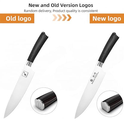 imarku Chef Knife - Pro Kitchen Knife 8 Inch Chef's Knives Japanese SUS440A Stainless Steel Sharp Paring Knife with Ergonomic Handle, Black Handle, Birthday and Thanksgiving Gifts - color: Deep Black
