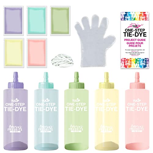 Tulip One-Step Tie-Dye Kit Flower Petals, Party Activity, Permanent & Vibrant Fabric Dye, Easy Clean-up, Makes 10 Bottles, Includes 5 Bonus Refill Packs, 8 Fun Techniques Included, Pastel Colors - color: Flower Petals