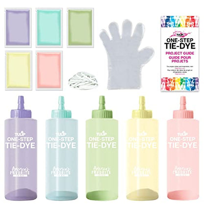 Tulip One-Step Tie-Dye Kit Flower Petals, Party Activity, Permanent & Vibrant Fabric Dye, Easy Clean-up, Makes 10 Bottles, Includes 5 Bonus Refill Packs, 8 Fun Techniques Included, Pastel Colors - color: Flower Petals