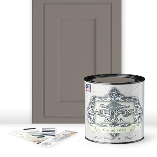 ALL-IN-ONE Paint by Heirloom Traditions, 2 Quart Cabinet Paint Bundle and Tool Kit - Stonehenge (mid-tone greige) - color: Stonehenge