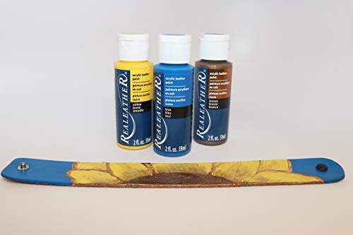 Realeather F2604-01 Acrylic Leather Paint Set, Full Coverage, Waterproof Paint 2 Fl. Oz. Primary Colors, Red, Yellow, Blue, Green, 4-Pack - color: Primary Colors, Red, Yellow, Blue, Green