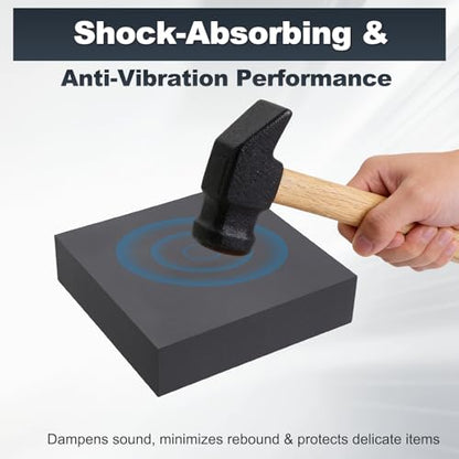 HARFINGTON Rubber Bench Block 7.8"x7.8"x2" Black Rubber Stamping Block Square Anti Vibration Pads for Jewelry Making Hammering Shaping Chasing Flattening Metals - size: 7.8"x7.8"x2"
