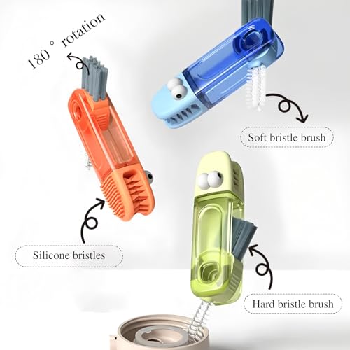 3 in 1 Multifunctional Cup Lid & Bottle Gap Cleaning Brush Set - Portable Crevice Cleaner for Tight Spaces, Home Kitchen Generic Use (3-Pack,Style2) - style: style2