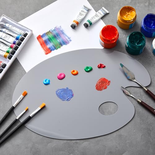 Honoson Large 2 Pack 15.7 x 11.8 Inch Neutral Grey Acrylic Paint Palette with Opaque Paint Pallet, Big Size Easy to Clean Non Stick Artist Pallet for Oil Watercolor Craft DIY Painting Palette (Oval) - size: 11.8 x 15.7 Inch, style: Oval