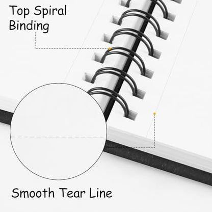 8.3x5.8 Sketch Book, Top Spiral Bound Sketch Pad, 60sheets 92lb/150gsm Bright White Paper, Acid-Free Mixed Media Paper for Painting, Dawing & Art Supplies. B-Black - color: TopSpiral-BrightWhite-Black