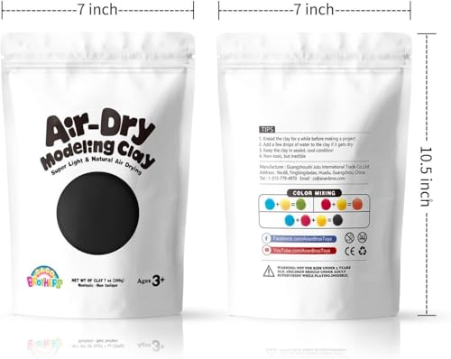 Sago Brothers Modeling Clay for Kids - Black,7 oz Molding Magic Clay for Kids Air Dry, Super Soft Clay for DIY Slime, Ultra Light Air Dry Modeling Clay for Toddlers Children Teens | Molding magic clay for kids air dry, super soft for DIY slime. Ultra ligh