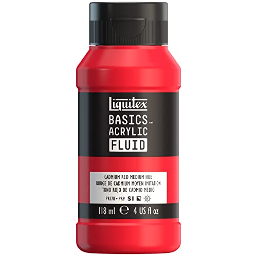 Liquitex BASICS Acrylic Fluid Paint, 118ml (4-oz) Bottle, Cadmium Red Medium Hue - color: Cadmium Red Medium Hue, style: 118ml (4-oz)