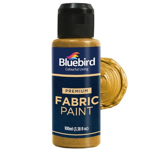 BLUEBIRD Fabric Paint, Royal Gold, 3.4 Fl Oz, Permanent Fabric Paints for Clothes, Furniture Upholstery - color: Royal Gold, size: 3.4 Fl Oz (Pack of 1)