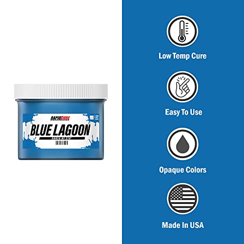 Rapid Cure® Screen Printing Ink Blue Lagoon (8oz.) - Plastisol Ink for Screen Printing, Fast Curing Fabric Paint - Screen Print Direct®, USA Made - color: Blue Lagoon, size: 8 fl oz