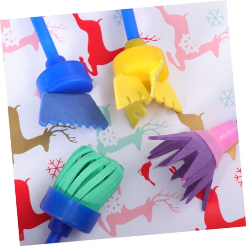 Lurrose 8Pcs Sponge Paint Rollers Set Kids Painting Rolls with Handle Foam Brayers for Drawing Graffiti Art Lessons Craft Projects 4.33In