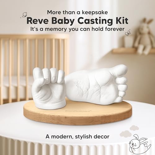 KeaBabies Baby Casting Kit Hands and Feet Mold - 3D Newborn Hand Casting Kit & Stylish Wood Base, Easy DIY Infant Foot Molds 0-9 Months, First Christmas & Baby Keepsake Shower Gifts(Oval, Ash Wood) - color: Ash Wood, style: Oval