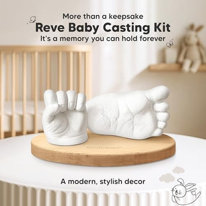 KeaBabies Baby Casting Kit Hands and Feet Mold - 3D Newborn Hand Casting Kit & Stylish Wood Base, Easy DIY Infant Foot Molds 0-9 Months, First Christmas & Baby Keepsake Shower Gifts(Oval, Ash Wood) - color: Ash Wood, style: Oval