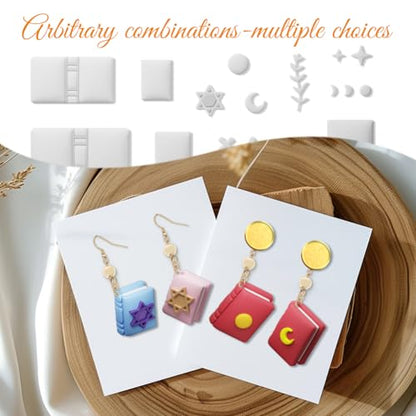 ORIGACH 16 Pcs Book Theme Polymer Clay Cutters Set Earring Clay Cutter DIY Craft Supplies for Earring and Jewelry Making - style: Book