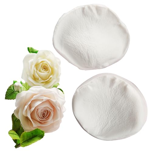 KALAIEN 3D Rose Petals Shape Silicone Fondant Mold Chocolate Molds Candy Molds Veining Petal Sugar Flower Making Tool - color: Rose Silicone