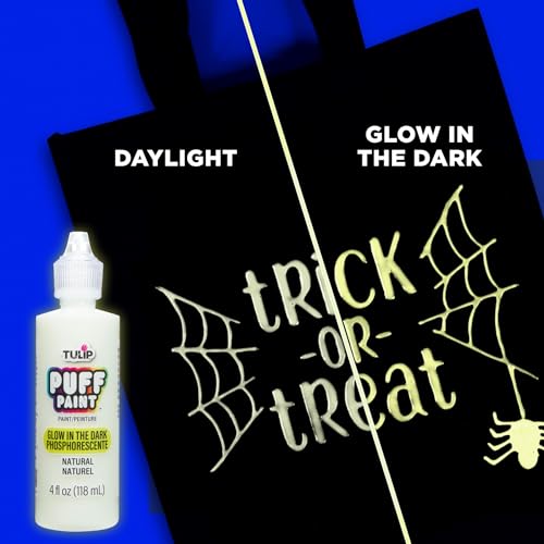 Tulip Puff Glow In The Dark Fabric Paint, Permanent Craft Paint for Clothes, DIY Projects, Notoxic, 4 fl oz 3-Pack, Glow Natural - color: Glow Natural