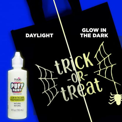 Tulip Puff Glow In The Dark Fabric Paint, Permanent Craft Paint for Clothes, DIY Projects, Notoxic, 4 fl oz 3-Pack, Glow Natural - color: Glow Natural