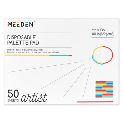 MEEDEN Artist Palette Paper Pad: 9''x12'', 50 Sheets (80lb/120gsm) Paint Palette Paper - Disposable Paint Mixing Paper for Acrylic Watercolor Oil Painting - size: 9" x 12"(50 sheets)