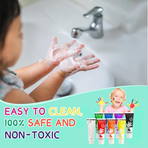 Washable Finger Paint for Toddlers with Sponge Head, Safe Non-Toxic 8 Colors Large Capacity (2.54fl Oz), Baby Safe Paint Art Supplies Preschool Learning, Easter Gift for Kid Ages 1+ - style: 2.54 Fl Oz (Pack of 8) with Sponge Head