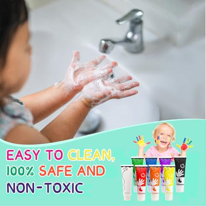 Washable Finger Paint for Toddlers with Sponge Head, Safe Non-Toxic 8 Colors Large Capacity (2.54fl Oz), Baby Safe Paint Art Supplies Preschool Learning, Easter Gift for Kid Ages 1+ - style: 2.54 Fl Oz (Pack of 8) with Sponge Head