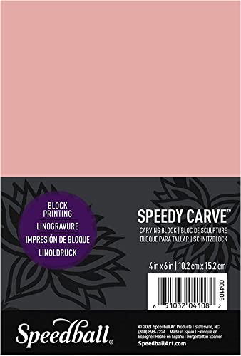 Speedball Speedy-Carve Block Printing Carving Block, Rectangle, Pink, 4 x 6 Inches (10-Pack), Linoleum for Printmaking - size: 10-Pack