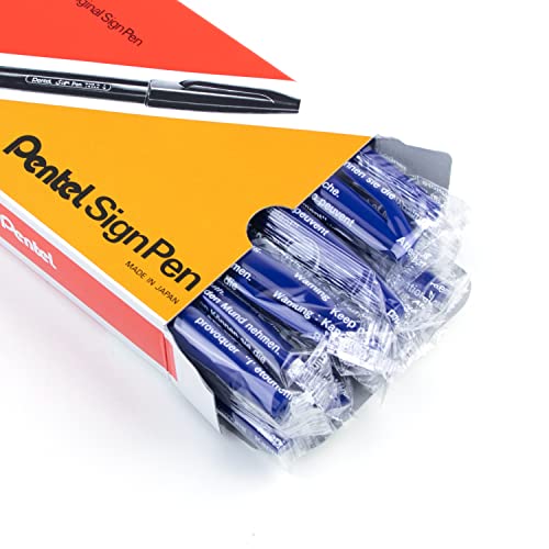 Pentel Sign Pen Fiber-Tipped Pen, Blue Ink, Box of 12 (S520-C) - color: Blue, size: 12 Count (Pack of 1)