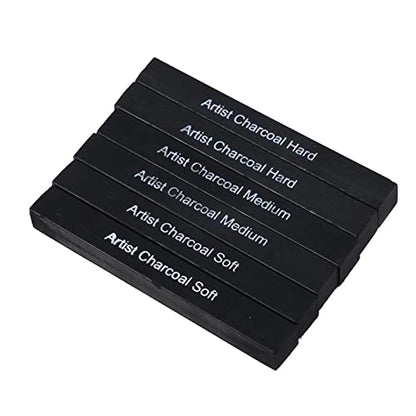 Artists Compressed Charcoal Sticks Square Black Coal Sticks Sketch Art Supplies for Drawing Sketching Shading Tool 6 PCS Art Supplies Sketch Kits Tools