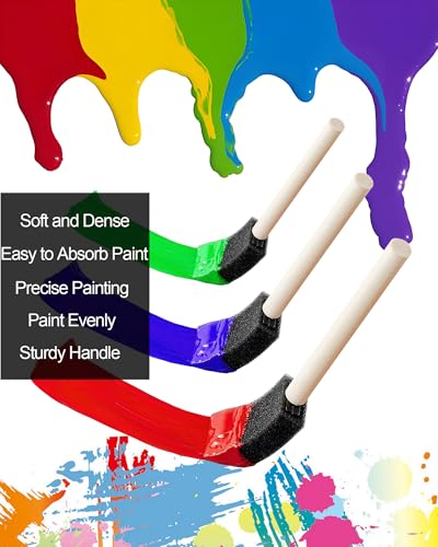 WAFJAMF 10 Pack Poly Foam Paint Brushes 1 Inch Sponge Painting Brushes Wood Handle Paint Sponges Set for Painting Cleaning - size: 10 Pcs