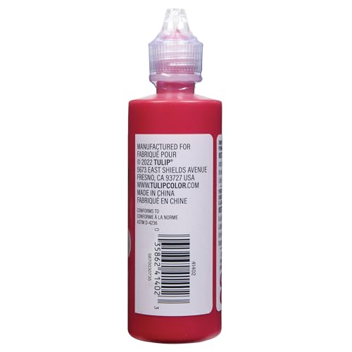 Tulip Puff Fabric Paint , Permanent Craft Paint for Clothes, DIY Projects, Notoxic, 4 fl oz 3-Pack, Shiny Deep Red - color: Deep Red