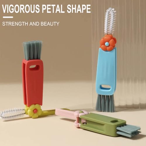 3 in 1 Cup Lid Cleaning Brush,Crevice Cleaning Brush Set for Baby Bottle Gap Tight Spaces Cup,3 in 1 Bottle Cleaning Brush Set Multifunctional Cleaning Brush Portable Cup Lid Cleaner(White) - color: White