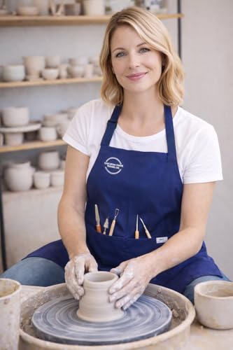 Premium Water-Resistant Navy Artist Apron – Adjustable Comfort Bib Apron for Painting, Clay Work, Crafting, Cooking & Workshops