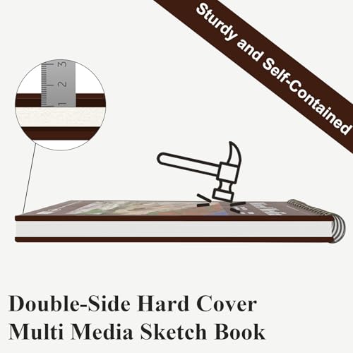 Mixed Media Sketchbook 9" x 12" - Multimedia Sketchbook Hardcover, Spiral Bound, 60 Sheets 98lb/160gsm Mixed Media Paper, Watercolor Sketch Books for Artist Supplies, Painting, Drawing & Art Supplies. - size: 9" x 12" (Pack of 1)
