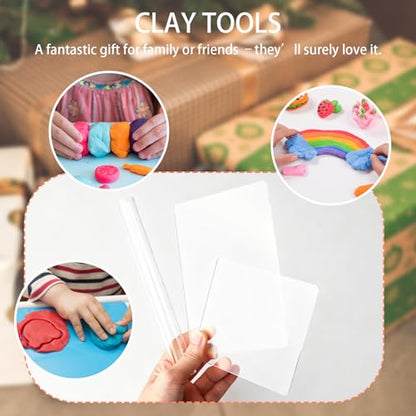 3PCS Clay Roller and Acrylic Sheet, Acrylic Sheet Rectangle Shape Roller for Polymer Clay, Polymer Clay Cutter Tools/Board Round Tube Rollers Rolling Clay Bar Sheets for Earing Making, Jewelry ﻿