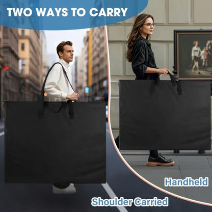 ZKOO Large Size Art Portfolio Bag, Light Weight Art Canvas Portfolio Case with Nylon Shoulder Strap, Carrying Storage Case for Artwork, Poster, Sketching, and Drawing (Compatible 24 * 36 Inch-Black) - size: 24"*36"-Black