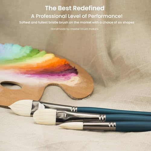Creative Mark Imperial Professional Chungking Hog Bristle Brush - Flat # 12, Handmade Long Handle Oil Paint Brushes for Artists, Nickel-Plated Brass Ferrules, Stiff Yet Soft Natural Bristles - size: #12