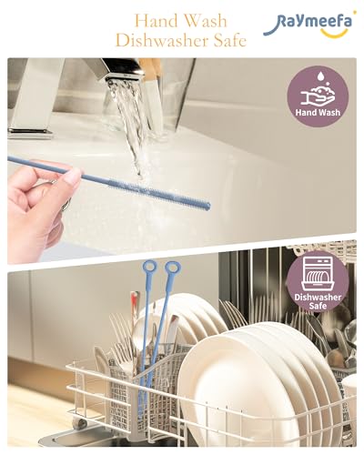 Straw Cleaner Brush Set - Raymeefa Scratch-Free Detail Cleaning for Reusable Straws & Tumblers (Blue) - color: Blue