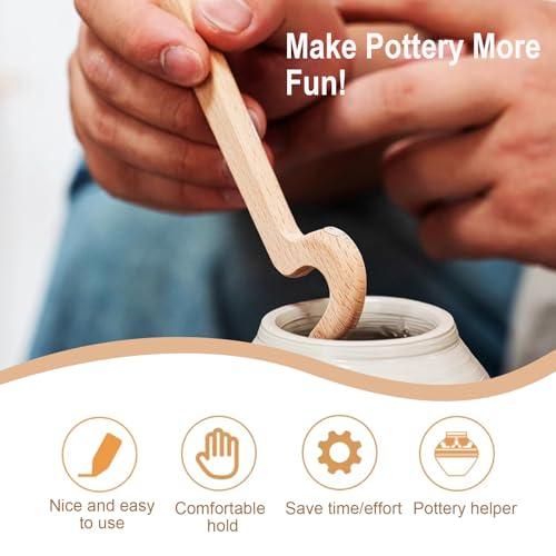 AEROVA 2PCS Wooden Pottery Throwing Tools, Pottery Quick Shaping Tools, Pottery Rim Forming Tools, Long Handle Throwing Assistive Tools, Pottery Shaping and Molding Aid Tools,Clay Throwing Stick(2)