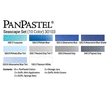 PanPastel Artist Pastels by GOLDEN, Seascape Set, 10 Color, Professional Artist Pastels, Unique Pan Format (cake-like) - style: Violet and Blue