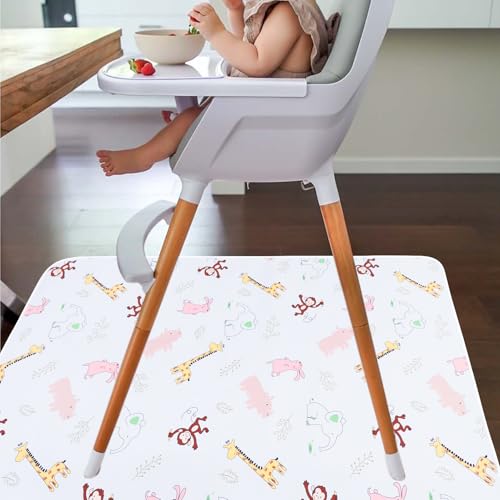 Baby Splat Floor Mat for Under High Chair/Arts/Crafts, 51" Waterproof Anti-Slip Food Splash Spill Protector Mat, Washable and Table Cloth - color: Jungle Animals
