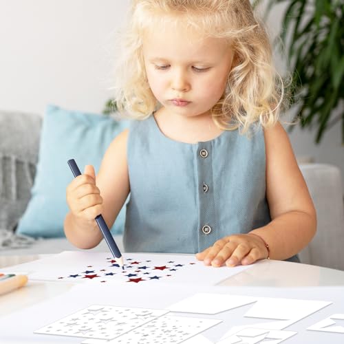 JarThenaAMCS 16Pcs Star Shape Stencils Patriotic Star Templates Stencils Reusable Plastic Drawing Painting Template for 250th Anniversary 4th of July Independence Day DIY Art Craft Painting on Wood - style: Star