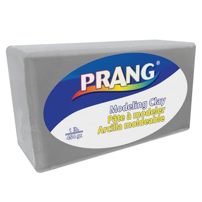 Prang Modeling Clay, Gray, 1 lb. Block | Pliable, Non-Hardening, Non-Staining, Easy Clean-Up, Perfect for Preschool and Elementary Aged Children - color: Grey, size: 1 lb