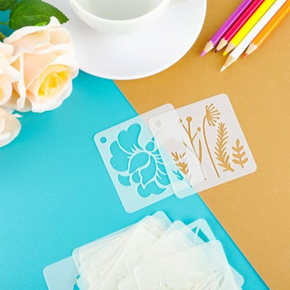 Ymapinc 20 Pcs 2.95 Inch Flower Stencils for Crafts, Rock Painting, Home Decor