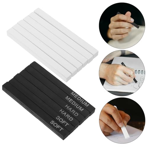 minkissy Compressed Charcoal Drawing Set with 6 Charcoal Sticks and 6 Highlight Pencils, Professional Sketching and Shading Art Supplies for Adults and Artists