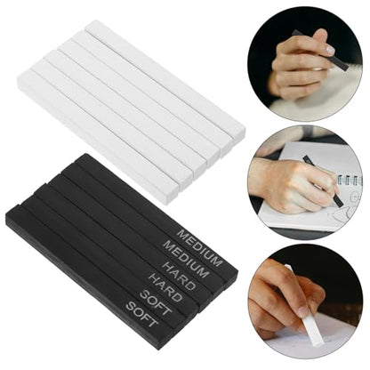 Carbon Charcoal Sticks and Highlight Charcoal Sticks Set 12 Pieces Professional Drawing and Sketching Pencils for Teens and Artists Compressed for Shading and Art Supplies