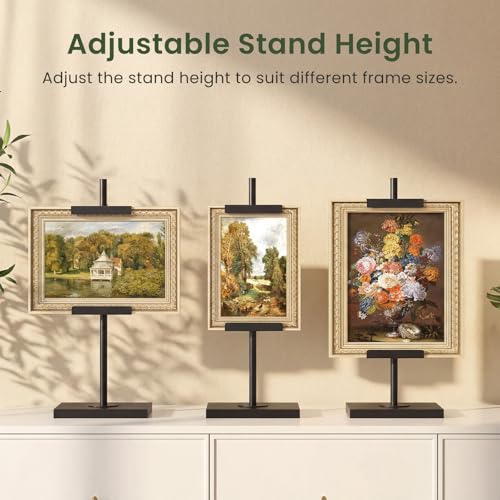 CHOEZON Adjustable Tabletop Easel Stand up to 24", Stable Metal Picture Frame Stand for Display Artwork, Photo, Signs, 9.4" x 5.9" Table Top Easel for Office, Living Room, Bedroom, Black TCJ24BB