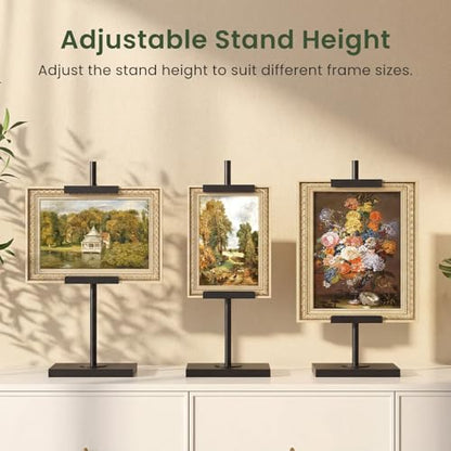 CHOEZON Adjustable Tabletop Easel Stand up to 24", Stable Metal Picture Frame Stand for Display Artwork, Photo, Signs, 9.4" x 5.9" Table Top Easel for Office, Living Room, Bedroom, Black TCJ24BB