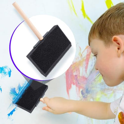 HINZIC 4 Pcs 4 inch Foam Paint Brushes Black Sponge Brushes Wood Handle Foam Brushes for Painting Varnishes DIY Craft Projects - size: 4 inch